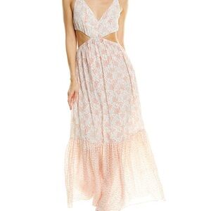 Ash Peach and White Backless Maxi Dress